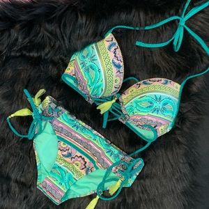 Shade and Shore Paisley Floral Tassel Bikini Set